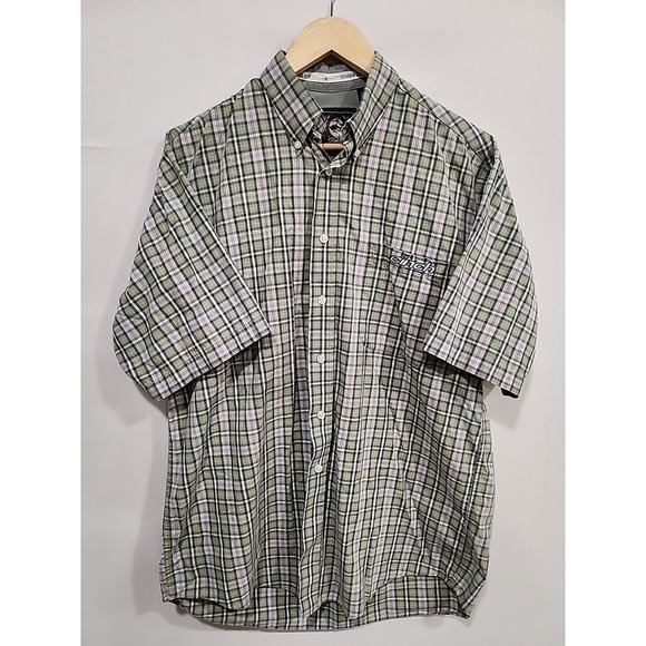 Cinch Other - Cinch Button Down Shirt Mens M‎ Plaid, Pocket Short Sleeve 100% Cotton